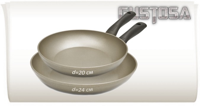 TVS Gustosa™ набор сковород Ø20см./24см. с антипригарным покрытием Plustek® Арт. GS2792N3