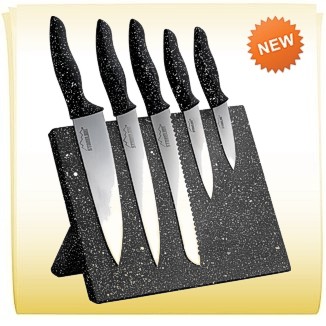 Stoneline® набор из 5 ножей с титановым покрытием и магнитной подставкой-держателем Арт. WX 14140