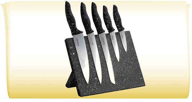 Stoneline® набор из 5 ножей с титановым покрытием и магнитной подставкой Арт. WX 14140