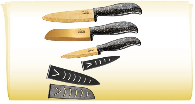 Stoneline® набор керамических ножей из 3 предметов «Золотой»  Арт. WX 15147